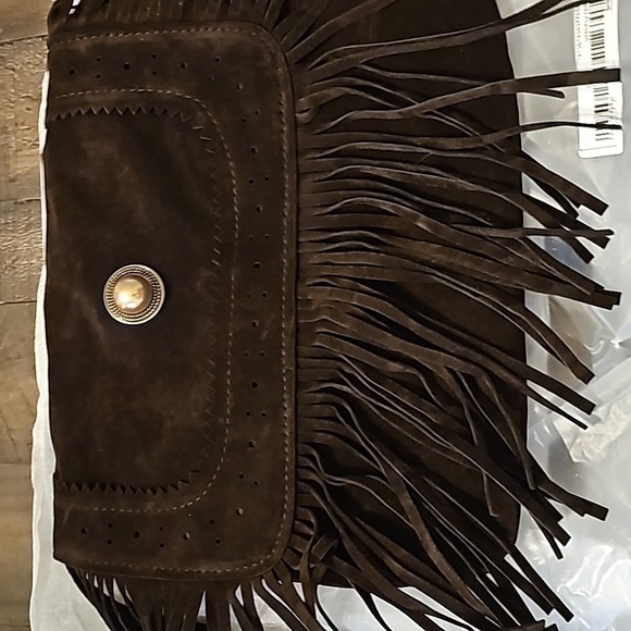 BROWN CHOCOLATE MEDIUM FRINGE BOHEMIAN BAG - Picture 10 of 12
